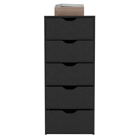 Tuhome Basilea 5 Drawers Tall Dresser, Pull Out System, Black CLW8975